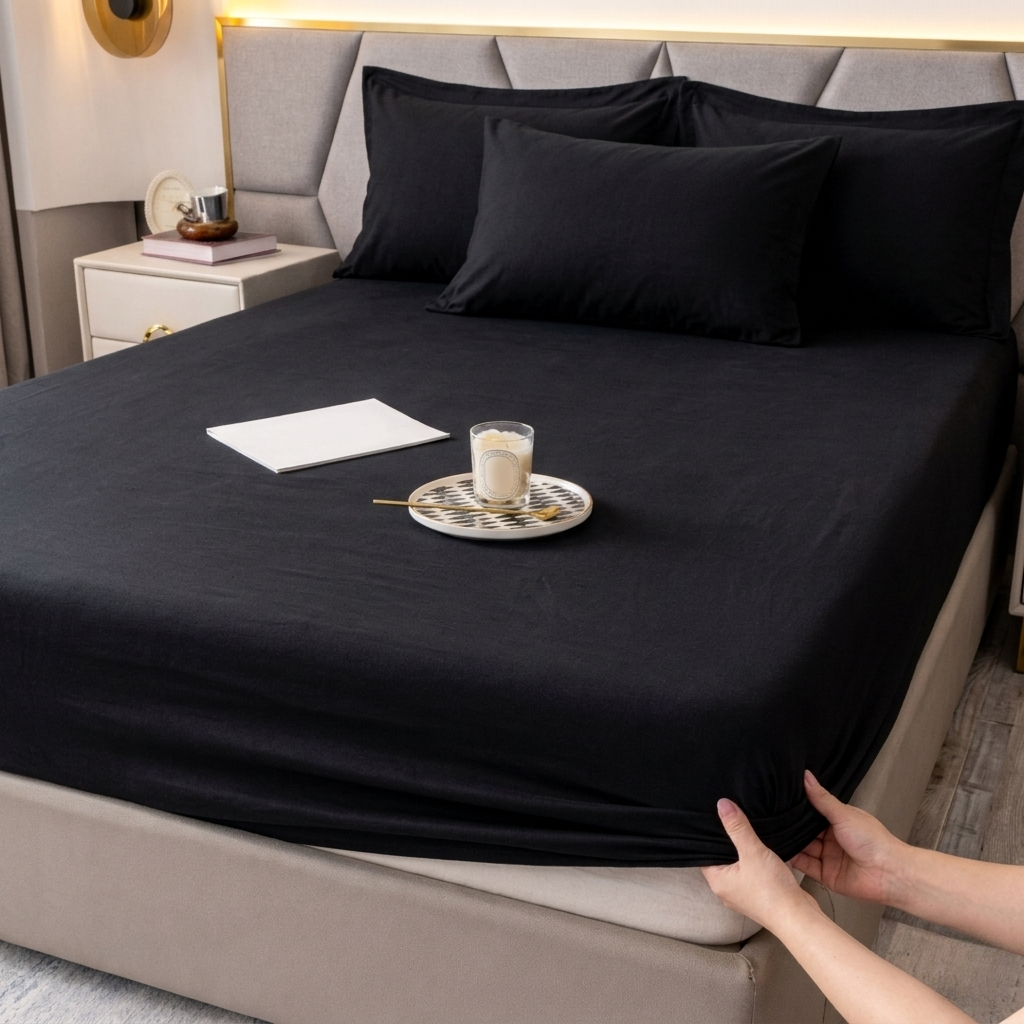 Snooze Story fitted sheet — Berlin Black